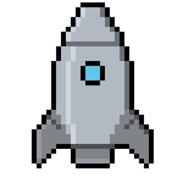 Gray rocket spaceship pixel art png without background