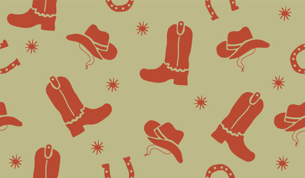 Cute cowboy pattern background vector design