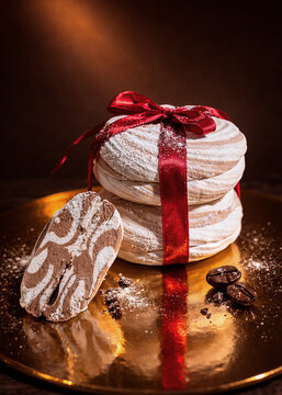 Chocolate Handmade Marshmallows with Red Ribbon Gift Packaging