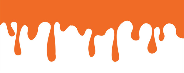 Abstract orange drips flow downwards against a clean, white backdrop creating a striking visual. © Uddin