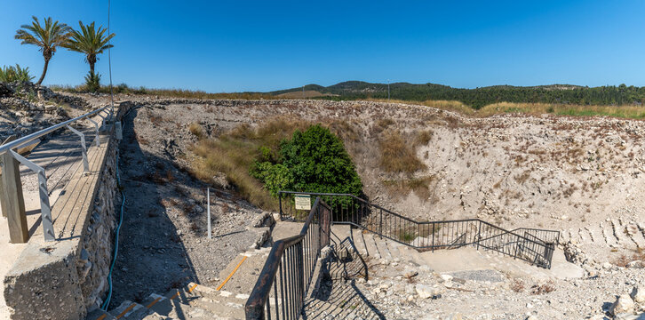 The stairs leading down to the water system at Megiddo.
