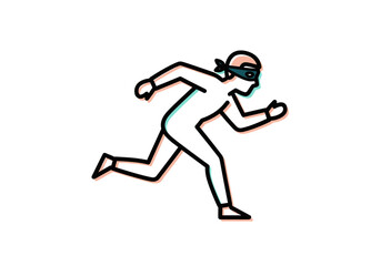 Obraz premium Running Thief Illustration in Minimalist Style, Graphic Design, Creative Environment, Dynamic Viewpoint
