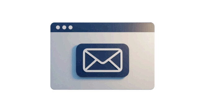 Minimal black silhouette icon, simple flat vector, bold black shape, no gradients, no shading 3d render of an email icon inside a browser window interface on a, flat icon style
