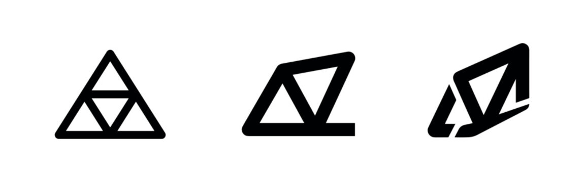 Triangular Truss Structure Icons Set