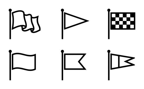 Vector Flag Icons Set: Nautical, Racing, Waving, Pennant, Signal, Banner Symbols