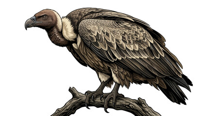 Obraz premium A large bird of prey perched on a branch.