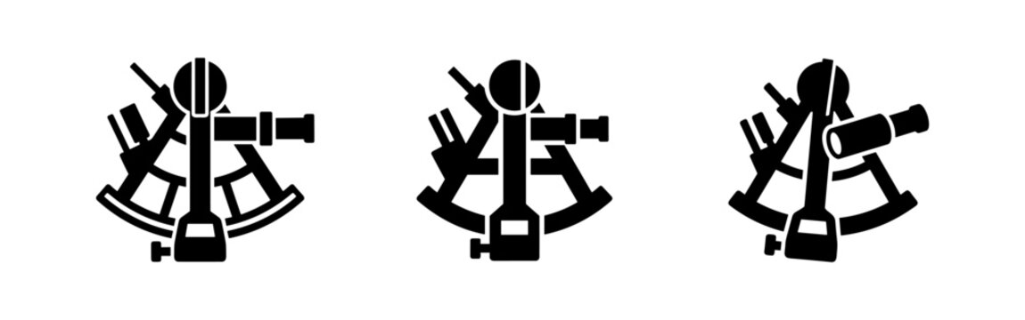 Three black sextant icons on white background