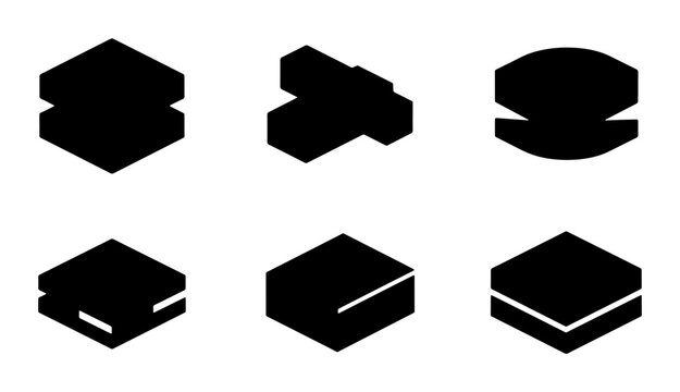 Isometric Abstract Shapes, Geometric Icons, Minimalist Design Elements, Modern Vector Graphics