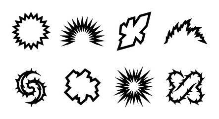 Explosion Shapes Vector Set: Dynamic Burst Icons, Starburst Graphics, Jagged Edges, Comic Style Elements © Farhana