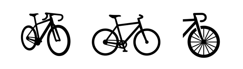 Obraz premium Bicycle and Cycling Sport Icons in Black Silhouette