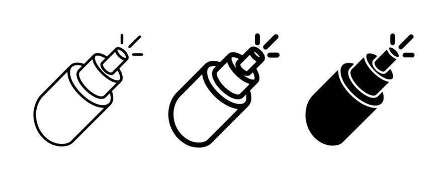 Fiber Optic Cable Icons, Data Transmission, Network Connection, Technology Symbols