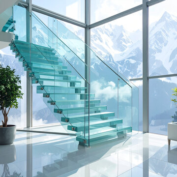 Modern Glass Staircase Mountain View