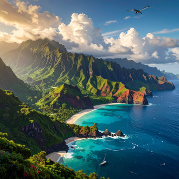 Na Pali Coast: Lush Mountains Blue Ocean