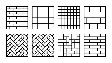 Fototapeta premium Geometric Patterns, 8 Seamless Textures, Vector Art, Interior Design Elements, Architectural Backgrounds