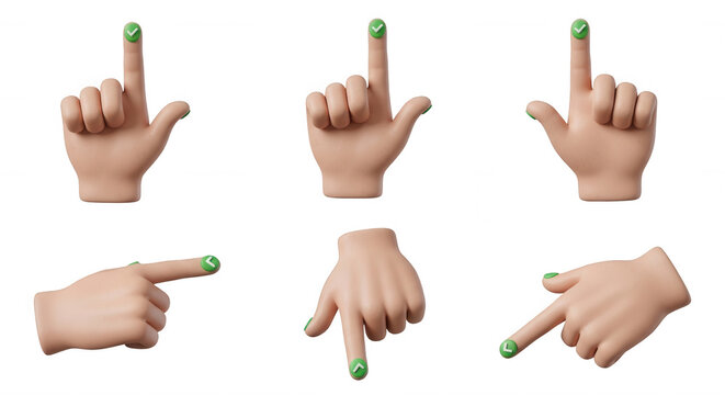 3d rendered human hands pointing and indicating with checkmark symbol isolated on white background digital ui or confirmation concepts