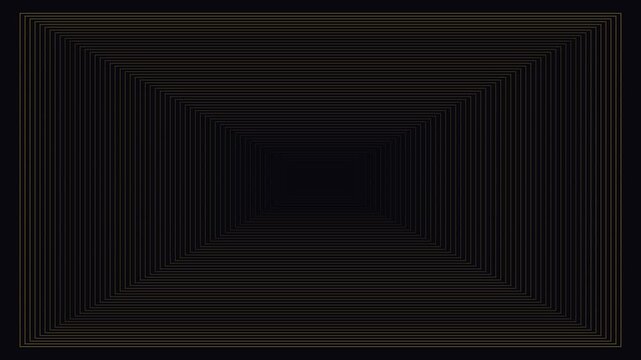 Minimalist gold geometric tunnel motion animation 4k background, with pulsing rectangular, frames for luxury, branding and modern visual
