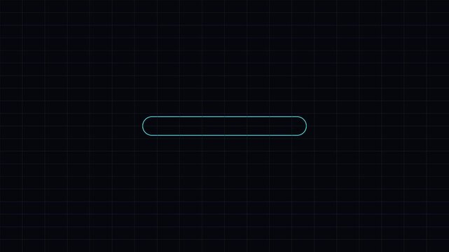 Minimalist loading spinner animation with geometric cyan lines on dark grid 4k background, interface