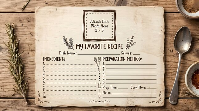 Rustic recipe card template 202607021342