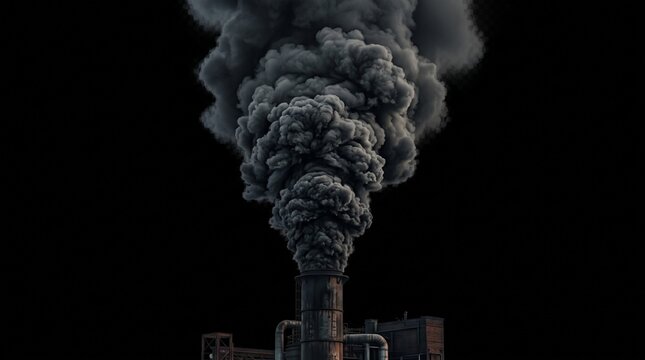 Industrial Factory Smoking Chimney at Night