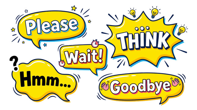 colorful speech bubbles with words