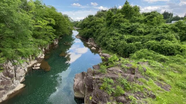 岩手県厳美渓6月：森林と渓流 2024/6/11