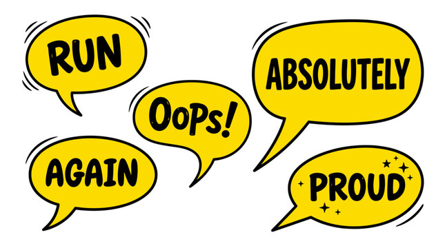 colorful comic speech bubbles with motivational words
