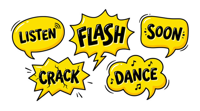 comic speech bubbles with action words