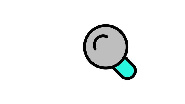 Animated Search Magnifying Glass Icon. Animated classic magnifying glass icon rotating or scanning for data analysis, search engine optimization, or item investigation.