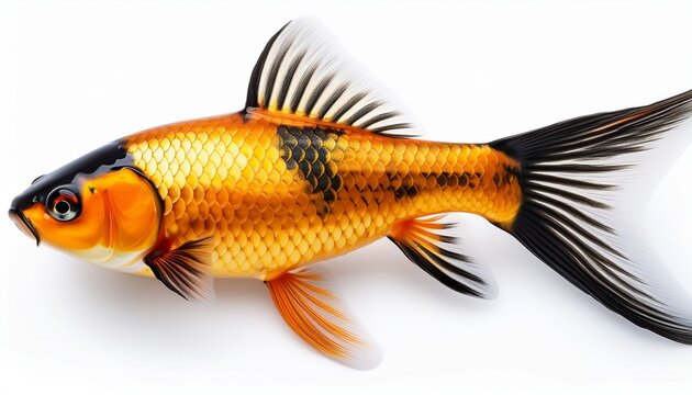Colorful Gold Fish Isolated On White Background Colorful Carassius Auratus Orange Black Yellow Shubunkin