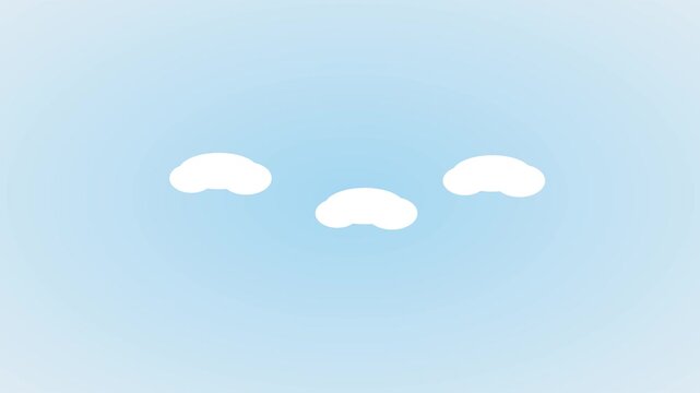 Minimalist animation 4k white clouds floating in a soft blue sky background, for motion and, projects