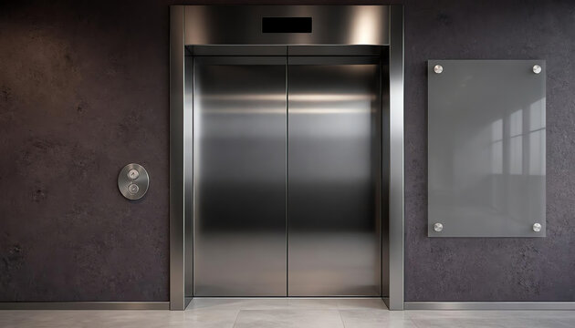 Modern concrete interior with elevator