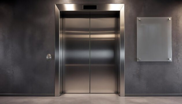 Modern concrete interior with elevator