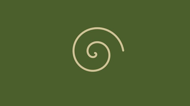 Minimalist golden spiral animation on olive green 4k background, for motion and, projects fibonacci sequence