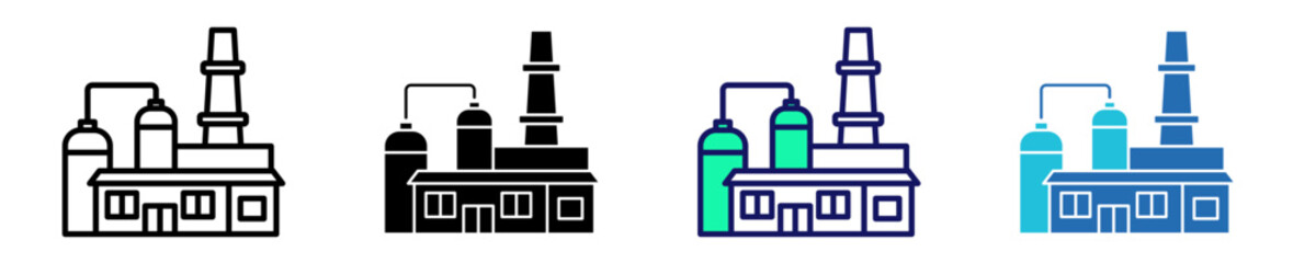 Fototapeta premium Manufacturing Plant Icon Set Multiple Style Collection