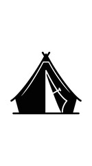 Black Silhouette of a Teepee Tent Icon on White Background, Camping Symbol © zian