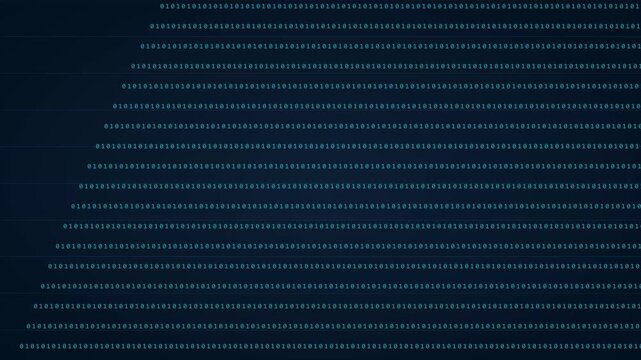 Abstract binary code data stream animation: digital information flow and cyber security 4k background