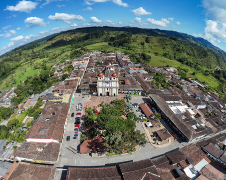 Carolina del Principe, Antioquia - Colombia. December 29, 2025. Aerial drone view. It is located 1,800 meters above sea level.