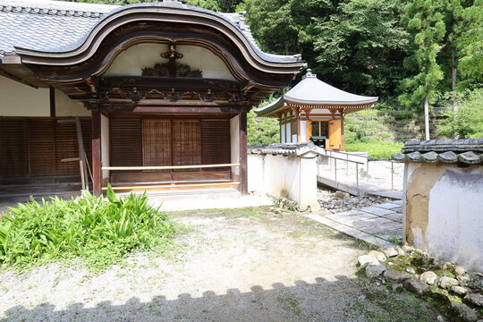 A Japanese temple : a scene of the precincts of Kongo-ji Temple in Kawachinagano City in Osaka Prefecture