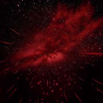 Cosmic Particle Tunnel with Red Light Streaks Illustrating Faster Than Light Travel and Sci-Fi Dynamics