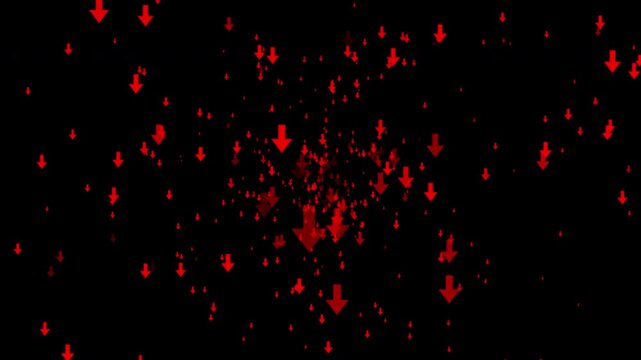 A multitude of downward arrows looming toward the viewer, alpha channel