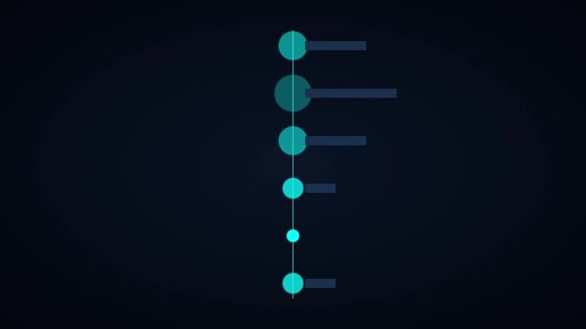 Animated vertical timeline infographic with dynamic data points and progress bars for business presentations animation 4k