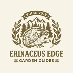 Hedgehog logo with mountain background. © logo