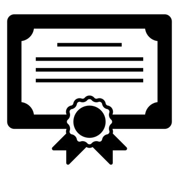 Certificate icon with solid or glyph style