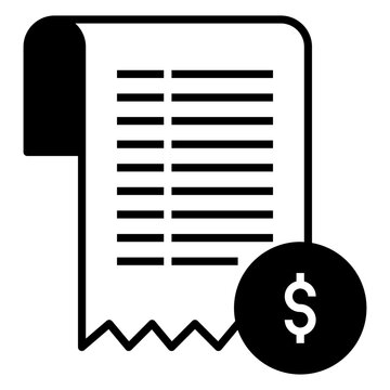 Receipt icon with solid or glyph style