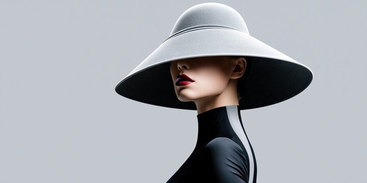 Stylish portrait of a woman under a large hat