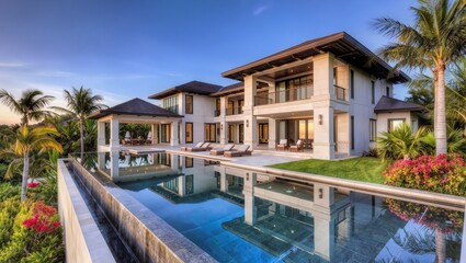 Fototapeta premium Luxury Modern Tropical Villa with Infinity Swimming Pool and Contemporary Architecture