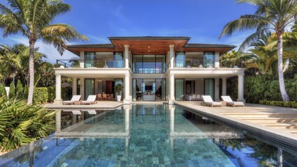 Fototapeta premium Luxury Modern Tropical Villa with Infinity Swimming Pool and Contemporary Architecture