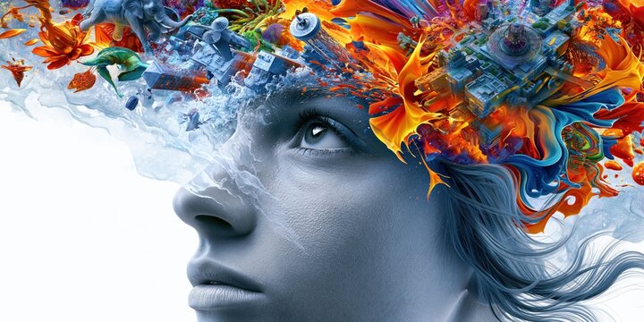 Creative mindscape abstract portrait illustration concept