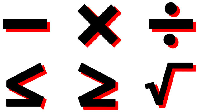 Basic mathematics and arithmetic signs design isolated on transparent background abstract vector illustration 