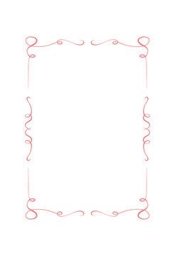 Girly coquette doodle bow frame style. Romantic curly line border as cute rectangle decor. Whimsical ribbon outline for wedding or valentine card and invite, social media post or birthday party